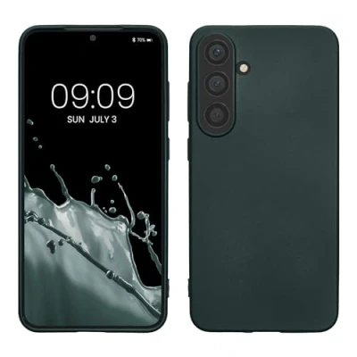 Abbildung von kwmobile Case kompatibel mit Samsung Galaxy S24 Hülle Schutzhülle aus Silikon metallisch schimmernd Handyhülle Metallic Petrol