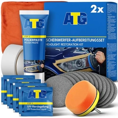 Abbildung von ATG® Scheinwerfer Aufbereitung Set Universal Auto Polierset für Matte &amp; Blinde Schnelle einfache Doppeltes Reparatur