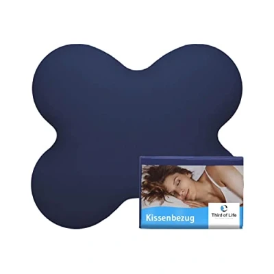 Abbildung von Kissenbezug Nachtblau Einzelpack Seitenschläfer Kissen ACAMAR, Mako Baumwolle (Double Jersey), Bügelfrei &amp; trocknergeeignet, Kissenhülle mit Reißverschluss, Oeko Tex Zertifiziert