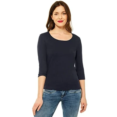 Abbildung von Street One Damen A317588 Basic T Shirt mit 3/4 Arm, Deep Blue, 36