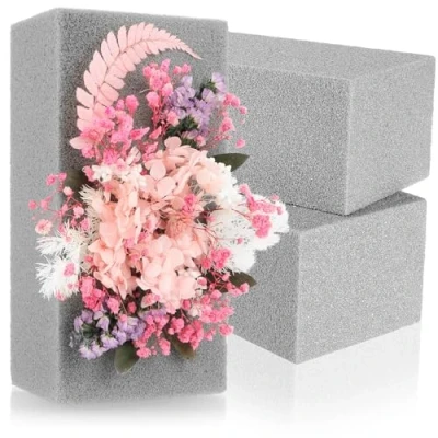 Abbildung von com four® 3X Steckmasse für Blumengestecke Trockenblumen Steckschaum Steckschwamm zum Basteln Blumensteckschaum, Trockensteckmasse Feiern, Hochzeit, Geburtstag