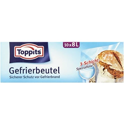 Abbildung von Toppits Gefrierbeutel, 8 Liter, Standboden, 10 Stück, Transparent