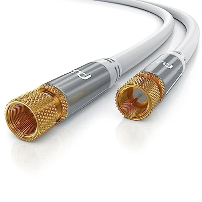 Abbildung von CSL 15m SAT Kabel 8k 4k HDTV 135db Premium Koaxialkabel Satellitenkabel F Stecker TV Radio DVB T C S S2 Abschirmmaß 75 Ohm hochdichte 4 Fach Schirmung weiß