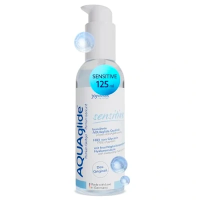 Abbildung von JOYDIVISION Original AQUAglide sensitive Gleitgel 125 ml, Kristallklares &amp; Veganes Gleitmittel, pH optimiert und latex kondom kompatibel