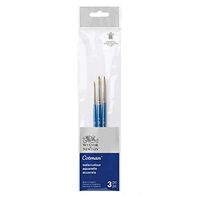 Abbildung von Winsor &amp; Newton 5390606 Cotman Aquarell Synthetikhaar 3 Pinsel im Set mit exzellenter Sprungkraft, Farbtragekraft und Punktgenauigkeit Rundpinsel Nr. 1, 3, 5