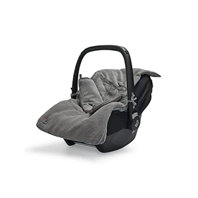 Abbildung von Jollein Fußsack Basic Knit Forest Green Für Babyschale Kinderautositz Gruppe 0+ und Kinderwagen 3 Punkt 5 Gurt Strickmuster Fleece Futter Grün