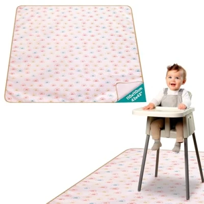 Abbildung von Navaris Rutschfeste Hochstuhl Unterlage Große Spritzmatte Wasserdicht 110 x cm Spritzschutzmatte Bodenschutz Stuhlmatte Splash Mat für Baby Sonne