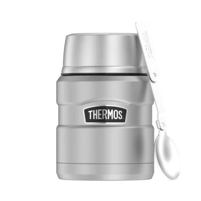 Abbildung von Thermos stainless KING FOOD JAR 470 ml, steel mat, Thermosbehälter aus Edelstahl mit Löffel, 9 h heiß / 14 kalt, absolut dicht für Suppe, Müsli, Eintopf