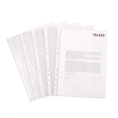 Abbildung von Original Falken 100er Pack Economy PP Kunststoff Prospekthüllen. für DIN A4 transparent glasklar oben offen Klarsichtfolie Plastikhülle Klarsichthülle ideal Ordner Ringbücher und Hefter