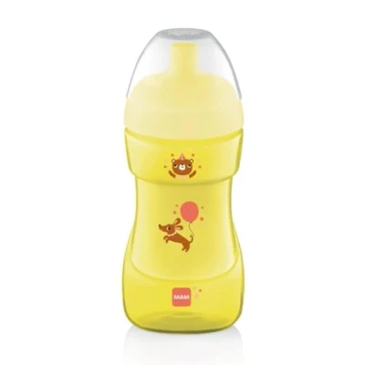 Abbildung von MAM Plastic Sports Cup ZEDMM224N auslaufsicherer Becher für Kinder ab 12 Monaten, 330 ml, Gelb