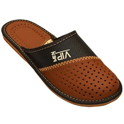 Abbildung von Herren Hausschuhe Leder Pantoffeln _vip (41) , farbe Braun Gr. 41 EU
