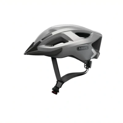 Abbildung von ABUS Stadthelm Aduro 2.0 Allround Fahrradhelm mit Licht in sportivem Design für den Stadtverkehr Damen und Herren Silber, Größe M