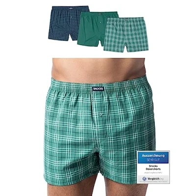 Abbildung von Snocks American Boxershorts Herren aus Bio Baumwolle 3er Pack, Weite Passform und lockerer Fit, Kein juckendes Etikett komfortabler Bund, Unterhosen Gr.XXL, Farbe Mix Sea Green