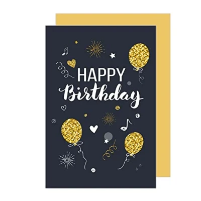 Abbildung von Edition Seidel Premium Geburtstagskarte mit Goldprägung und Umschlag. Glückwunschkarte Grusskarte Billet Geburtstag Happy Birthday Mann Frau einzelne eine Sprüche Karte Gold (G2896 SW022) (Design 4)