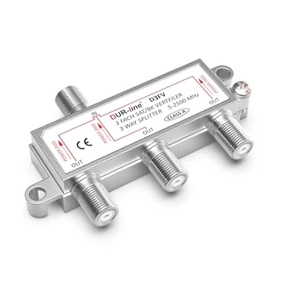 Abbildung von DUR line Sat &amp; BK Verteiler 3 Fach Splitter voll geschirmt Unicable HD tauglich für Anlagen DVB S2 BK, UKW, DC Durchlass, TV Antennen