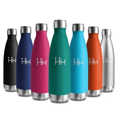 Abbildung von Thermosflasche 500ml, Trinkflasche Isoliert Edelstahl, BPA Frei Wasserflasche Auslaufsicher, Thermoskanne Doppelwandig Kohlensäure Geeignet für Uni, Arbeit, Reisen, Sport, Outdoor, Jungen, Mädchen