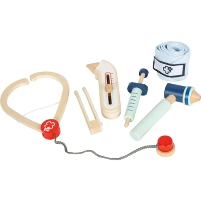 Abbildung von Small Foot Arzt Spielset, medizinisches Zubehör aus Holz, hochwertiges Rollenspielzeug, für Kinder ab 3 Jahren, 12548, Mehrfarbig