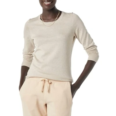 Abbildung von Amazon Essentials Damen Leichter, Langärmeliger Pullover Mit Rundhalsausschnitt (Erhältlich in Übergröße), Haferbeige Meliert, S
