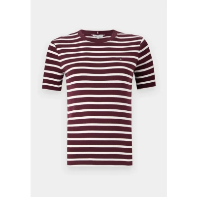 Abbildung von Tommy Hilfiger SLIM CODY Tshirt print, Damen, Größe: XXS, Deep burgundy/ecru