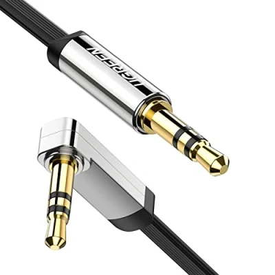 Abbildung von UGREEN Aux Kabel Auto 3.5 mm klinkenkabel 90 Grad mit Winkelstecker für Audiosystem, TV, Soundbar, Lautsprecher, Handy, Kopfhörer usw.(1m)