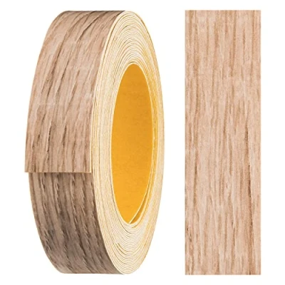 Abbildung von haggiy Melaminkanten Band selbstklebend 18mm x 5m I Kantenband Möbelkantenband Sicherer Halt ohne Bügeln Kantenumleimer Furnier für Regalbretter/Holzplatten (Sonoma Eiche)