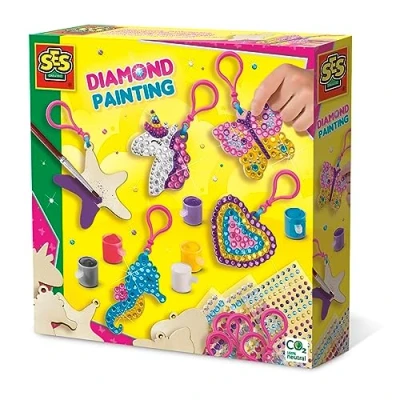 Abbildung von SES Creative 14702 Diamanten Mosaike Schlüsselanhänger Kreatives Dekorieren &amp; Bastelset, Diverse Farben