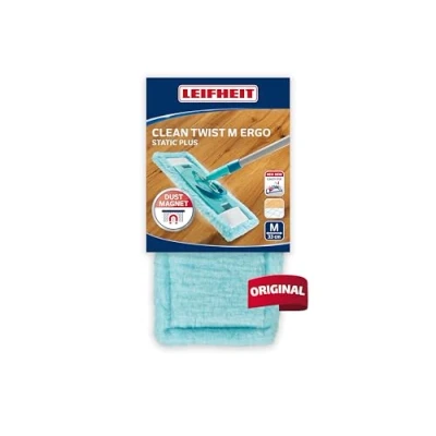 Abbildung von Leifheit Wischbezug Clean Twist M Ergo/Power 2.0 Static Plus, der Bezug zieht Staub und Haare an wie EIN Magnet, Wischer Ersatzbezug für Glatte Böden, Staubwischer trockene Bodenreinigung