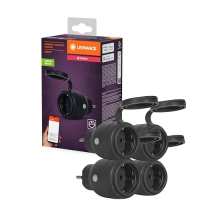 Abbildung von LEDVANCE SMART+ Zigbee Outdoor Plug, kompakte Außensteckdose mit Energieverbrauchskontrolle, macht konventionelle Geräte smart, steuerbar über Alexa, Google Home und andere Gateways, 4er Pack