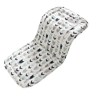 Abbildung von Baby Sitzauflage für Kinderwagen, 32x78 cm Sitzeinlage aus 100% Baumwolle Weiche und Reversible Autositz Kinderwagenauflage Babyschale Buggy(Grauer Zauber grün)