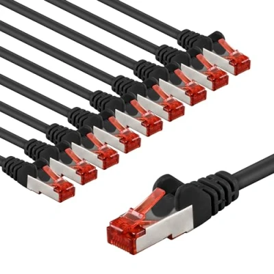 Abbildung von goobay 65979 CAT6 Netzwerkkabel im 10er Set/Patchkabel geschirmt S/FTP/CU Ethernet Kabel, PiMF, LSZH/Cat 6 Kabel mit 10Gbits / Schwarz 10x 2m