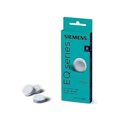 Abbildung von Siemens Reinigungstabletten TZ80001A, 10 Stück, Kaffeeöl Rückstände ideal entfernen, optimiert für das Reinigungsprogramm von Kaffeevollautomaten der Reihen EQ, surpresso und Einbauvollautomaten