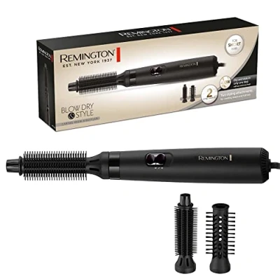Abbildung von Remington Warmluftbürste [inkl. 2 Aufsätze: 19mm &amp; 25mm Rundbürste] Blow Dry&amp;Style (trocknet stylt für Form Fülle ideal bei kurzem Haar) Heiz &amp;Gebläsestufen, Airstyler AS7100, Schwarz