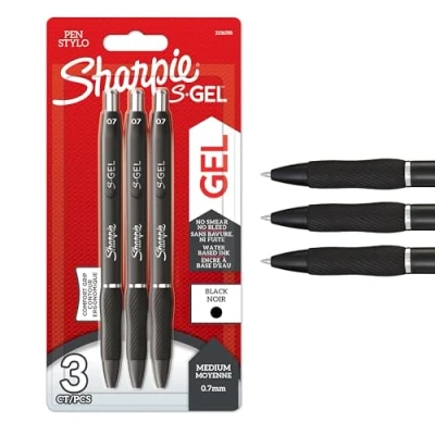 Abbildung von SHARPIE S Gel Gelstifte mittlere Spitze (0,7 mm) Gelschreiber mit schwarzer Tinte 3 Stück