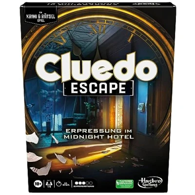 Abbildung von Hasbro Gaming Cluedo Escape Erpressung im Midnight Hotel, einmalig lösbares Room Spiel für 1 − 6 Spieler, kooperatives