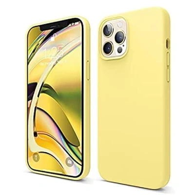 Abbildung von elago Liquid Silicone Case Kompatibel mit iPhone 12 Pro Max Hülle (6,7&quot;), Hochwertiges Silikon, Rundumschutz Handyhülle : 3 Layer Struktur Schutzhülle (Gelb)