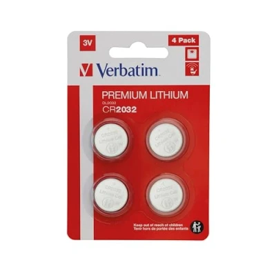 Abbildung von Verbatim Premium Lithium Knopfzellen CR2032 4 er Pack 3V 220mAh, Batterien für Uhr Autoschlüssel Fernbedienung Kamera Spielzeug &amp; Co, Knopfbatterie Lithiumbatterie