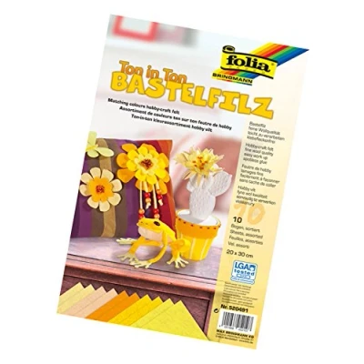 Abbildung von folia 520491 Bastelfilz Ton in Ton, 20 x 30 cm, 10 Blatt sortiert Gelbtönen ideal für vielfältige Bastelarbeiten, Gelbtöne
