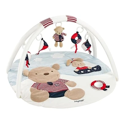 Abbildung von Fehn 3 D Activity Decke Spielbogen Ocean Club Baby Krabbeldecke mit 5 abnehmbaren Spielzeugen zum Greifen Spieldecke für Babys und Kleinkinder ab 0+ Monaten Krabbelmatte als Geschenk zur Geburt