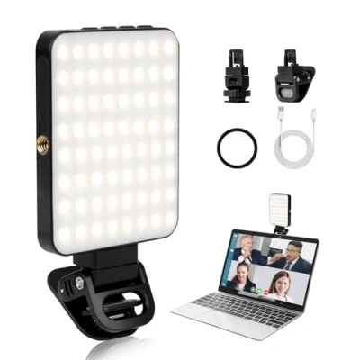 Abbildung von AiQInu Selfie Licht 128 LED Videolicht,3000K 6500K 3 Lichtmodi und Helligkeit 10 stufiges dimmbares CRI95+High Power Panel Licht, eingebauten Akkus für Phone, iPhone, Android, iPad, Laptop