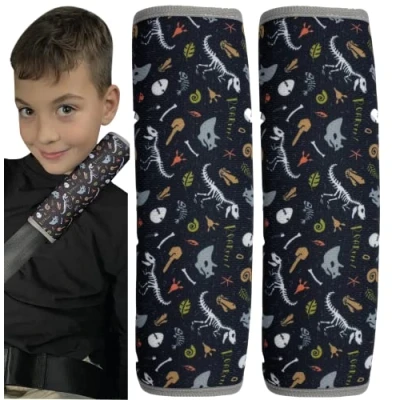 Abbildung von HECKBO 2x Kinder Auto Gurtpolster Gurtschutz mit Dinosaurier Dino Motiv Sicherheitsgurt Polster für und Babys Ideal jeden Gurt Autositzerhöhungen Fahrradanhänger Flugzeug