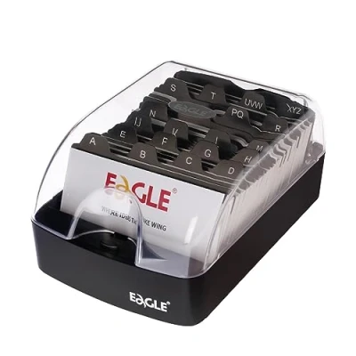 Abbildung von Eagle Visitenkartenbox für 350 Visitenkarten mit A Z Register Visitenkartenhalter Organizer Box Schreibtisch, transparent Schwarz