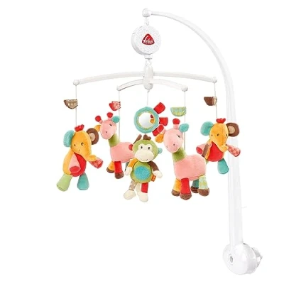 Abbildung von Fehn Musik Mobile Safari Baby Einschlafhilfe Musikspielzeug mit süßen Tieren Babymobile Spieluhr Melodie &quot;Brahms Wiegenlied&quot; Musikmobile Babybett Zubehör Spielzeug für Babys von 05 Monaten