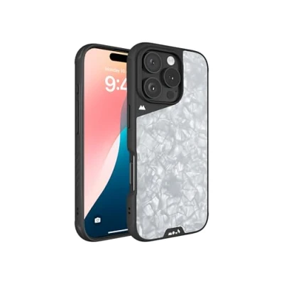 Abbildung von Mous Hülle für iPhone 16 Pro MagSafe Kompatibel Case Limitless 6.0 Silberne Perle Stoßfeste Handyhülle