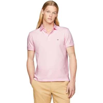 Abbildung von Tommy Hilfiger Herren Poloshirt Kurzarm 1985 Slim Fit, Rosa (Light Pink), L