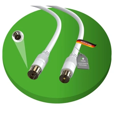 Abbildung von conecto Antennenkabel SAT Kabel Koaxialkabel Satelitenkabel TV 3,00m doppelt geschirmt, IEC Stecker auf Buchse, für HDTV, Receiver, Satelit, DAB, Radio, weiß