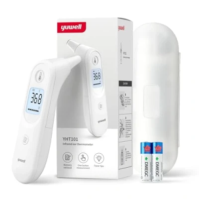 Abbildung von yuwell Ohrthermometer für Kinder und Erwachsene, Fieberthermometer Ohr ideal den Heimgebrauch, Digitales Infrarot Thermometer sofortige genaue Ablesung Fieberalarm, mit Aufbewahrungsbox
