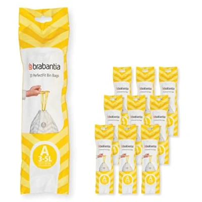 Abbildung von Brabantia Müllbeutel PerfectFit Multipack (Code A 3L) Extra Starke Müllsäcke mit Zugband, 10 rollen (200 Müllbeutel)