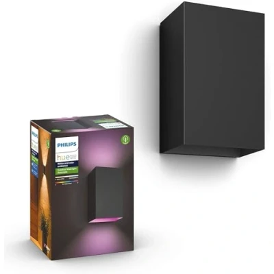 Abbildung von Philips Hue White &amp; Color Ambiance Resonate Outdoor Wandleuchte (1.180 lm), dimmbare Wandlampe für das Lichtsystem mit 16 Mio. Farben, smarte Lichtsteuerung über Sprache oder App, schwarz