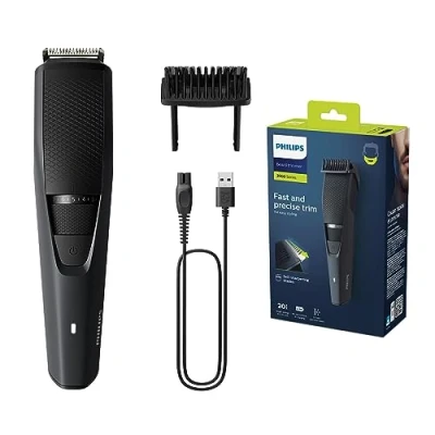 Abbildung von Philips Barttrimmer Series 3000 Elektrischer Bartschneider für Herren mit selbstschärfende Klingen, Lift und Trim System, 60 Minuten Akkubetrieb nur 1 Stunde Ladezeit (Modell BT3233/15)