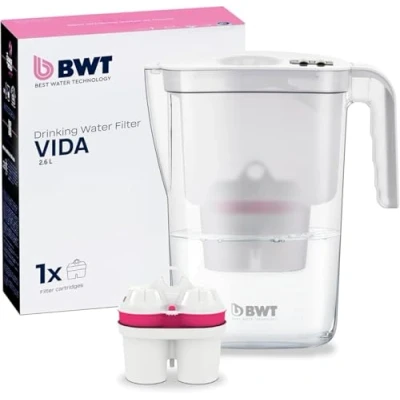 Abbildung von BWT Tischwasserfilter Vida inkl. 1 Filterkartusche Magnesium Mineralized Water I Manueller Zähler 2,6 Liter Weiss, Weiß